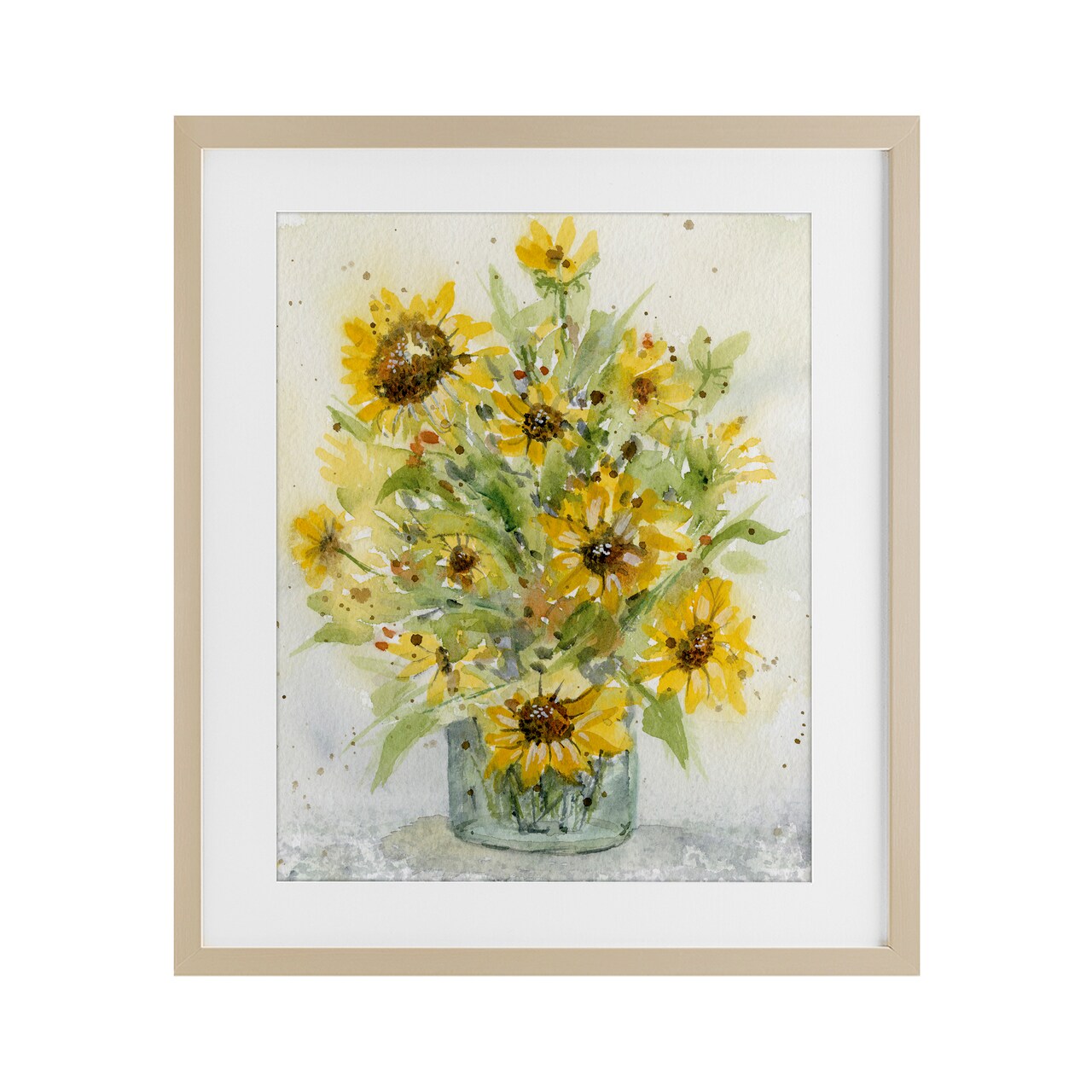 Stupell Industries Speckled Sun Flowers Vase Framed Print Under Glass, design by Patti Bishop